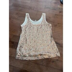 Banana Republic Women's Beige Top Size Medium Sequins Gold